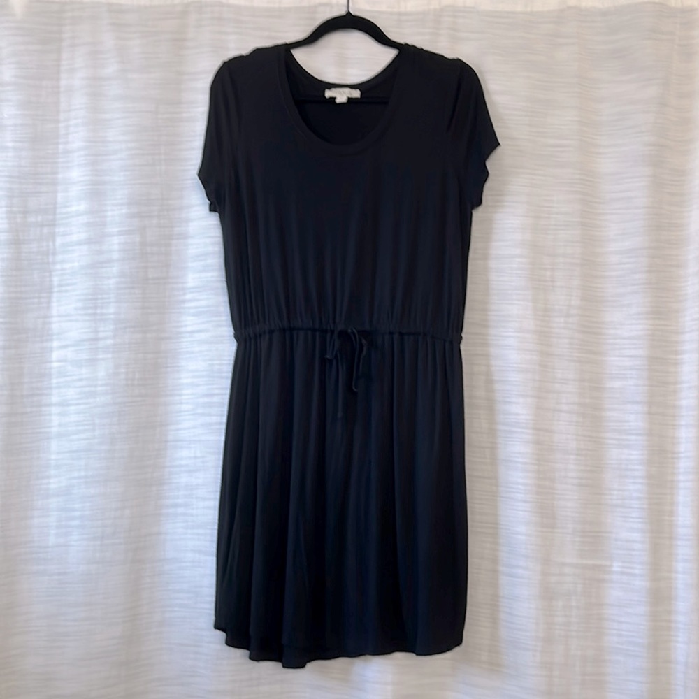 Olive & Oak-XL-Black Jersey Drawstring Waist Dress-Short Sleeve